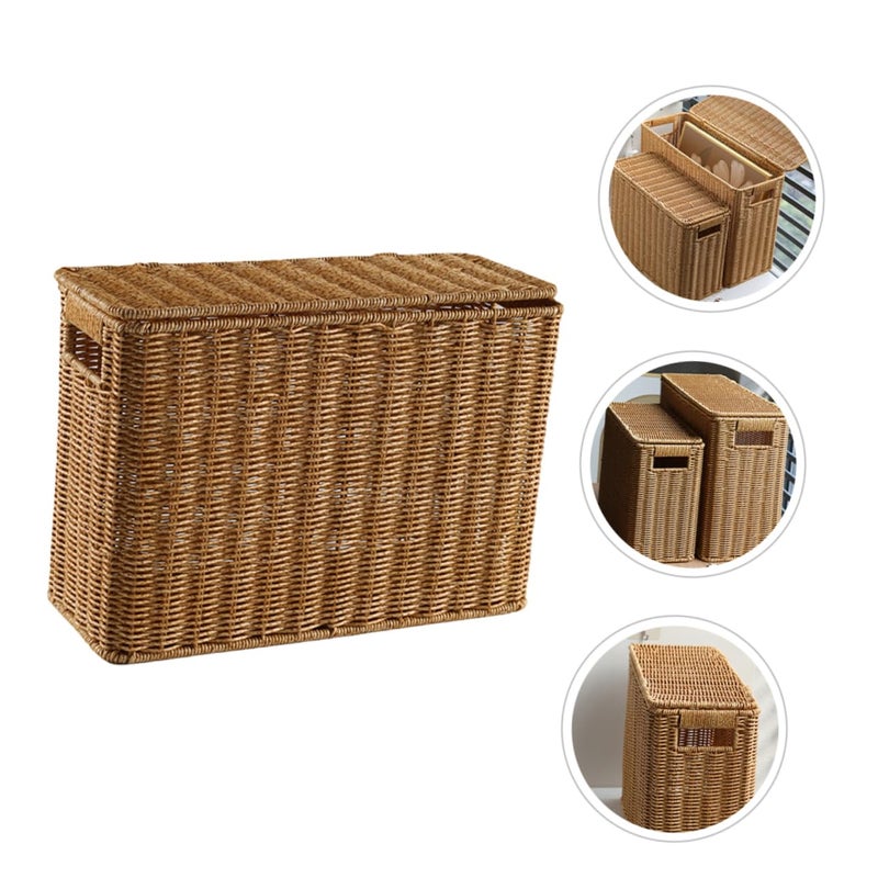 OSALADI Narrow Tall Storage Box with Lid 15 Inch Gap Organizer Basket for Home Office Toy and Magazine Storage - Image 4