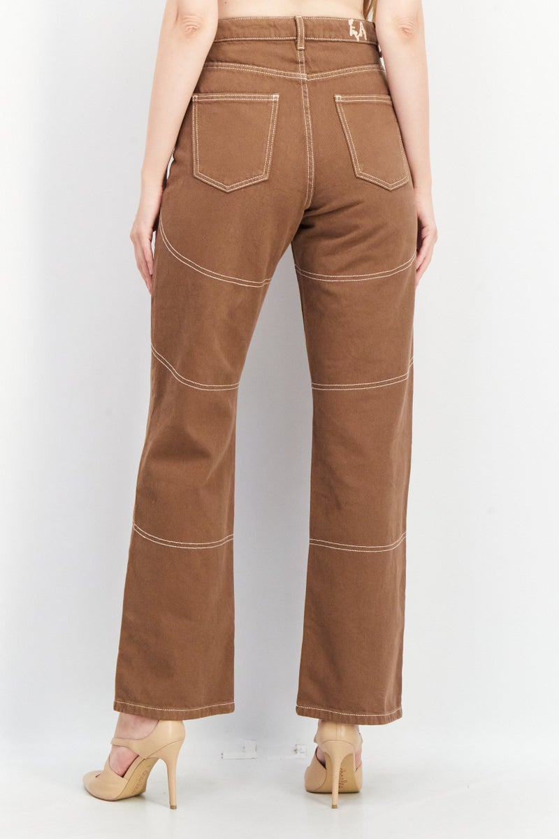 Don't Call Me Jennyfer Women Regular Fit Plain Non Stretchable Jeans, Brown - Image 3