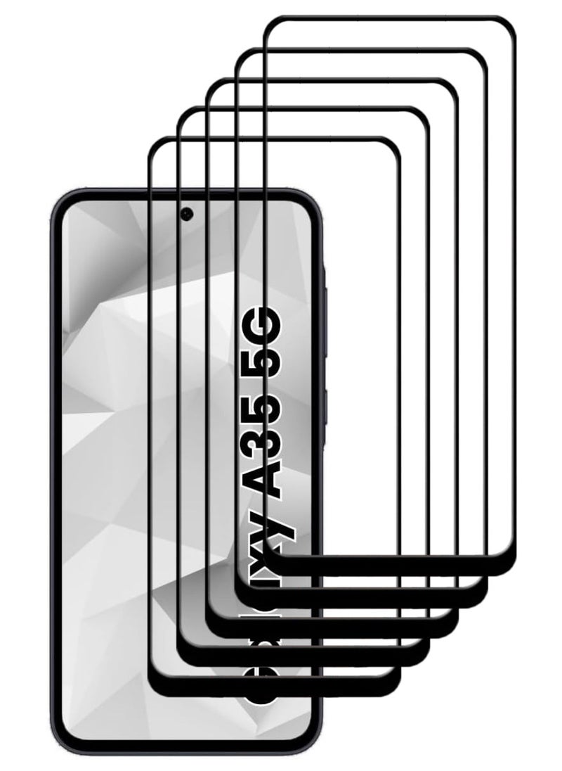 ACLIX 5 Pieces Tempered Glass Screen Protector Antistatic ESD Dustproof Premium Quality High Definition Designed For Samsung Galaxy A35 - Image 1