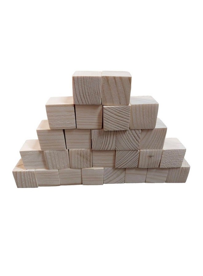 Glitz Wood Blocks for Hand Crafting fine Art DIY School Project Square Blocks Natural Wooden Cube 24 pcs (2 Inch) - Image 1