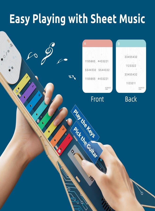 ساينس كان مجموعة أدوات العلوم للأطفال من سن 8 إلى 12 عامًا، مجموعات سيقان الجيتار الإلكترونية، ألغاز خشبية ثلاثية الأبعاد لبناء الآلات الموسيقية الخاصة بك، هدايا رائعة لألعاب السيقان للأولاد والبنات من سن 8 إلى 13 عامًا - Image 5