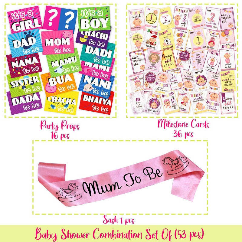 Wobbox Baby Shower Decoration Items| Baby Shower Ceremony Photo Booth Props for Photoshoot, Milestone Crad& Mom to Be Sash, Godh Bharai Ceremony Decoration Kit-(FP593) - Image 2