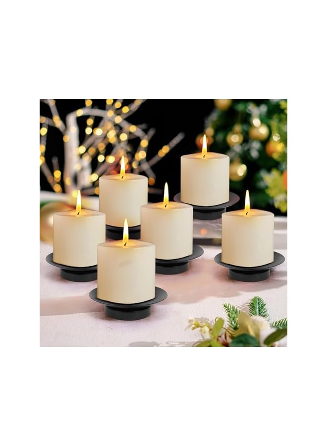 The Bros Plate Candle Holders 6 pcs Black Candle Holders for Christmas Decorations Iron Candle Holders for Halloween Modern Candle Holders for Pillar Candles Living Room Table Centerpiece - Image 5