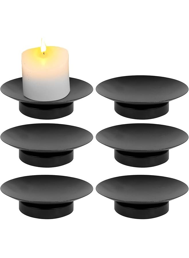 The Bros Plate Candle Holders 6 pcs Black Candle Holders for Christmas Decorations Iron Candle Holders for Halloween Modern Candle Holders for Pillar Candles Living Room Table Centerpiece - Image 1