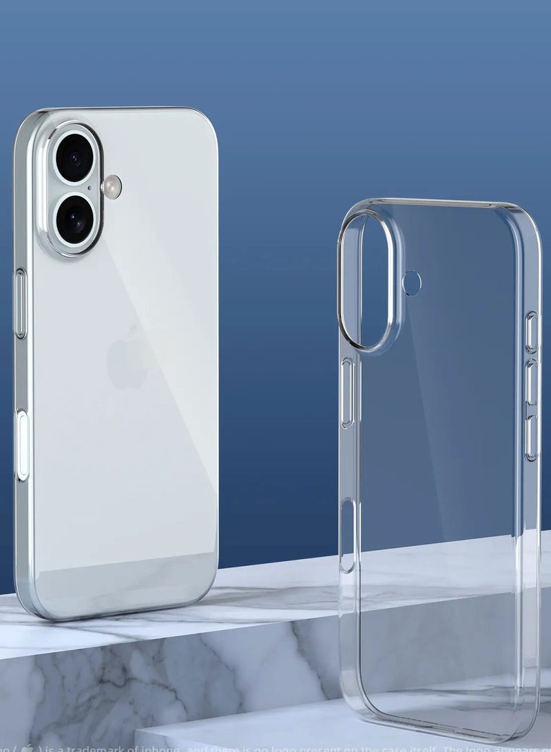 غطاء شفاف صلب من KEEPHONE لهاتف iPhone 16، غطاء خلفي شفاف مقاوم للصدمات من TPU+PC لهاتف iPhone 16