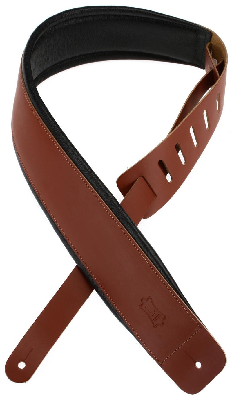 Levy's Leathers 3" Leather Guitar Strap with Foam Padding and Garment Leather Backing; Walnut (DM1PD-WAL) - Image 3