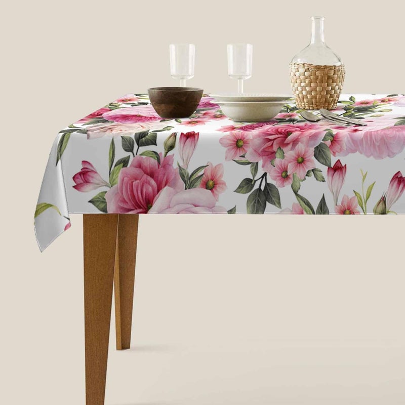 TKS MITLAN Roses Tablecloth 52 x 70 Inch Rectangular Wreath Pretty Floral Pink Peony Flowers Bud Leaf Bouquet Elegance Oblong Table Cloth Kitchen Table Decorations for Home Dinner Party - Image 5