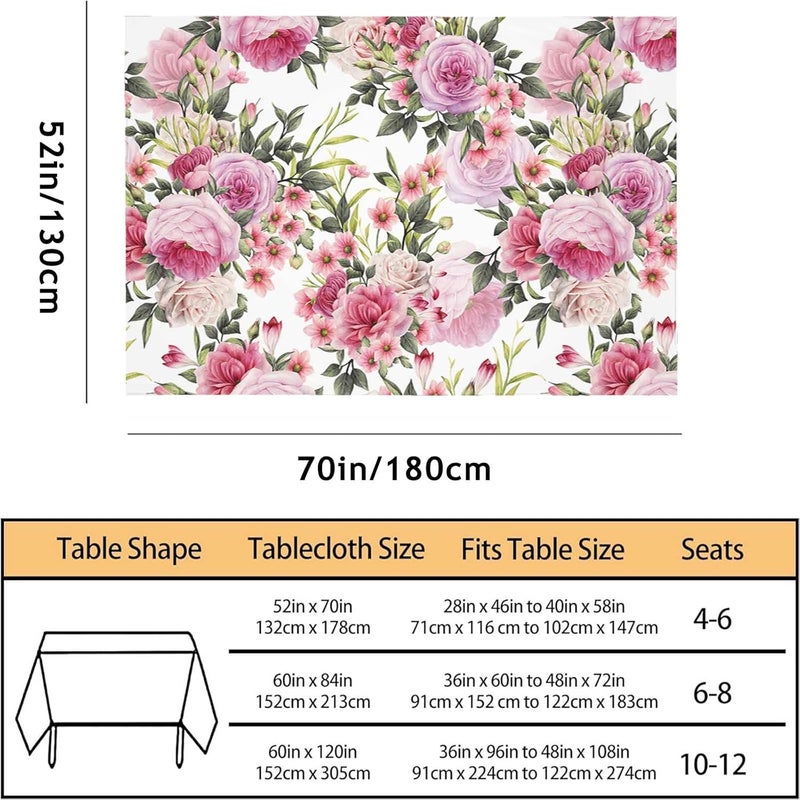 TKS MITLAN Roses Tablecloth 52 x 70 Inch Rectangular Wreath Pretty Floral Pink Peony Flowers Bud Leaf Bouquet Elegance Oblong Table Cloth Kitchen Table Decorations for Home Dinner Party - Image 3