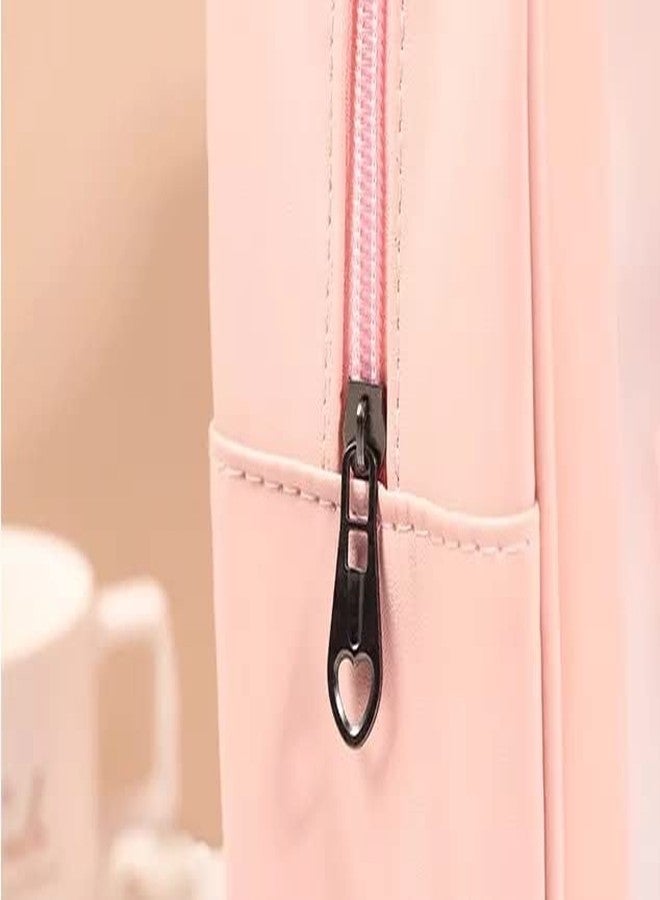 CherryBox Makeup Bag Travel Cosmetic Bag for Women Girls Zipper Pouch Makeup Organizer Bag PU Leather Waterproof Cute Toiletry Bags Small Size (Pink) - Image 5