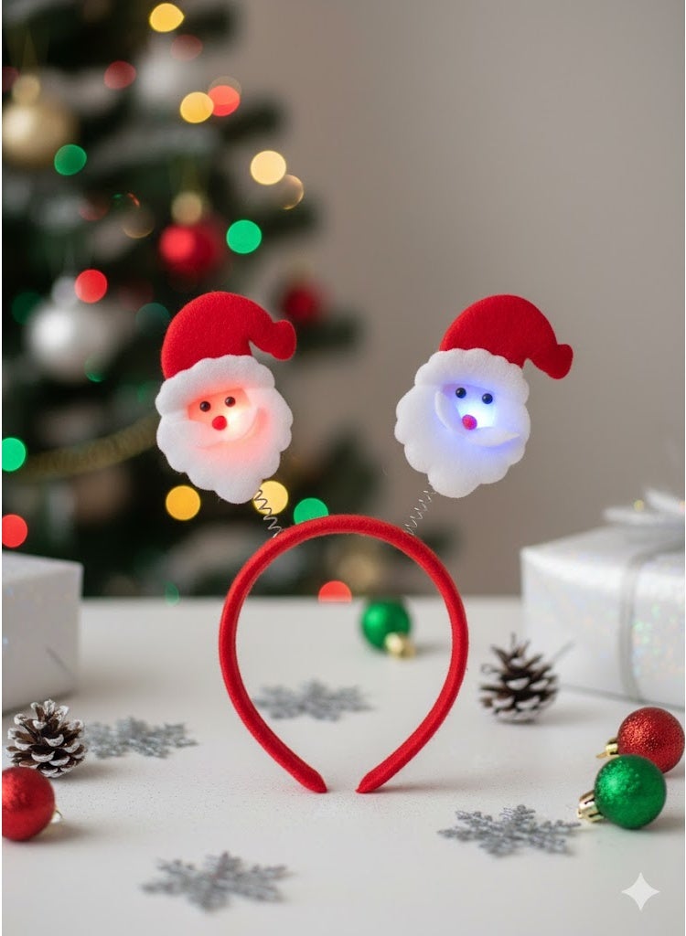 Christmas Light-Up Santa Headband – Red - Image 1