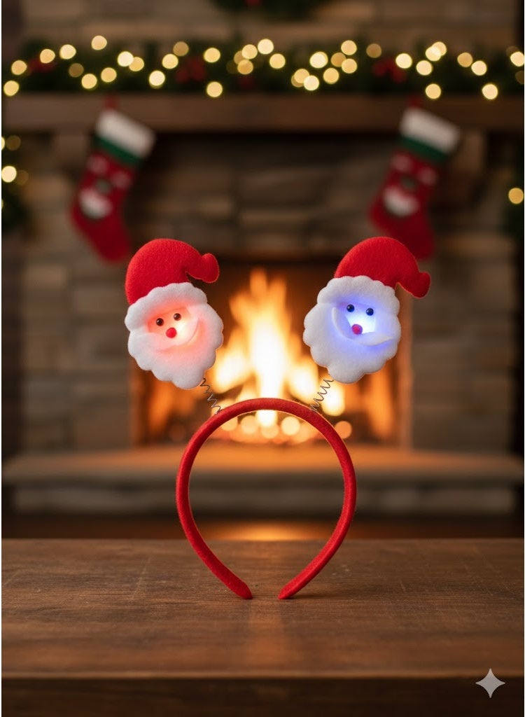 Christmas Light-Up Santa Headband – Red - Image 2