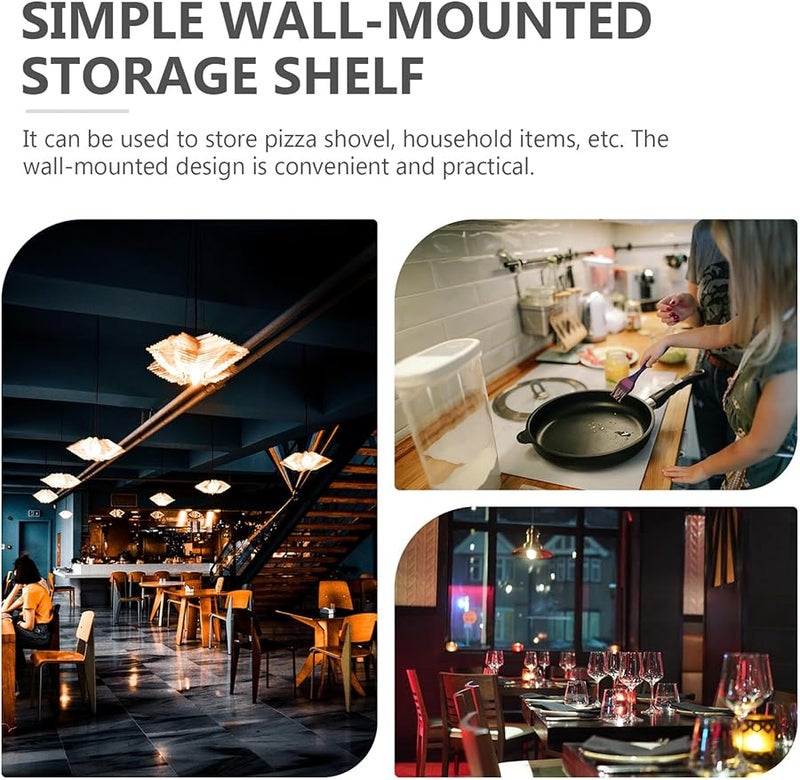 Stainless Steel Wall Mounted Pizza Peel Shovel And Utensil Storage Rack Silver - Image 4