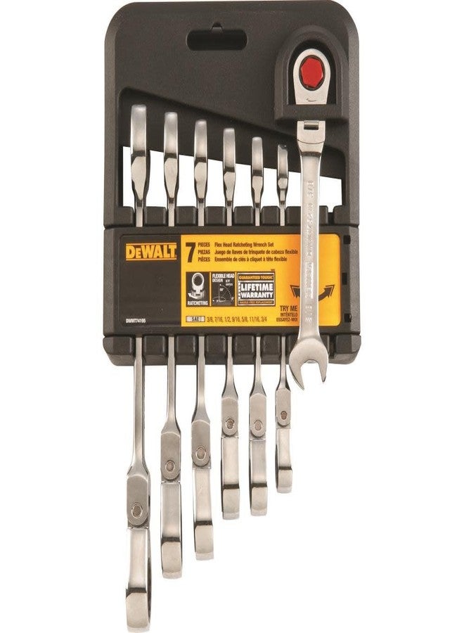 DEWALT Combination Ratcheting Wrench Set, SAE/Standard Wrenches, Flex Head, 7-Piece (DWMT74195) - Image 2