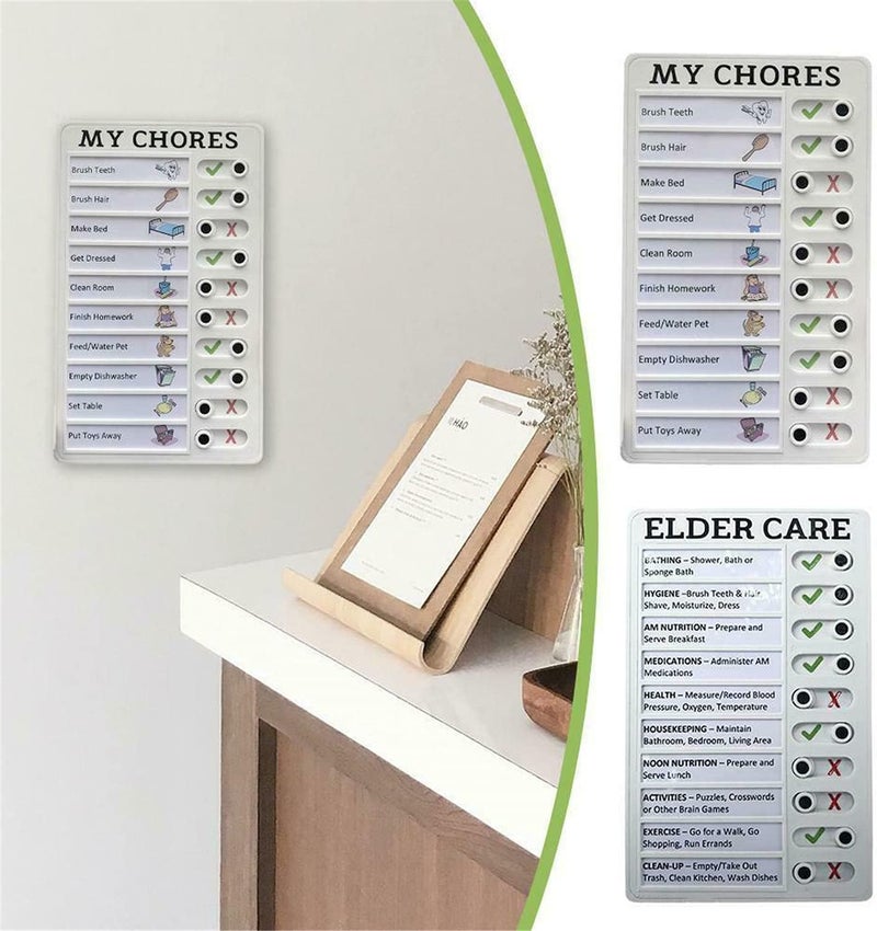 ويوبلز لوحة تذكير بلاستيكية قابلة لإعادة الاستخدام، قائمة مهام منزلية للأطفال والكبار، أداة تذكير بسيطة للمنزل، لوحة ملاحظات محمولة، مهامي المنزلية، رعاية المسنين (رعاية المسنين) - Image 2