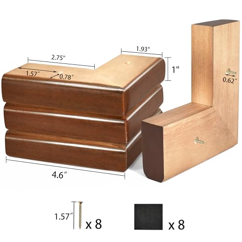 AORYVIC Wooden Bed Riser 1 inch Sofa Risers for Furniture L Shaped Couch Sofa Feet Dresser Leg Set of 4 (Brown, 1 inch) - Image 2