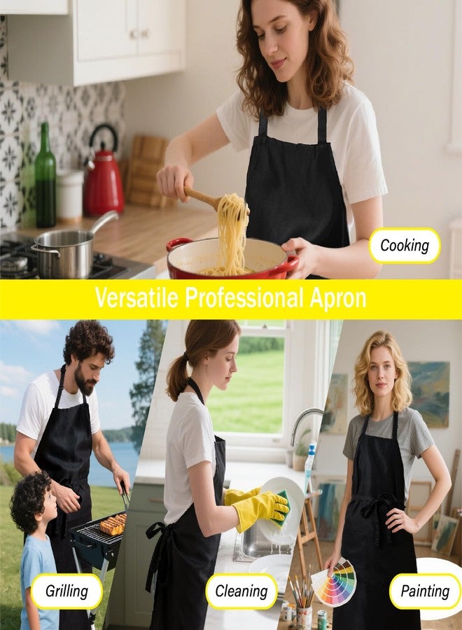 RRBXIA Black Extra Large Apron for Men Adjustable Bib Aprons with 2 Pockets Women Chef Cooking Kitchen Water & Oil Resistant, Black, 1 Pack - Image 3