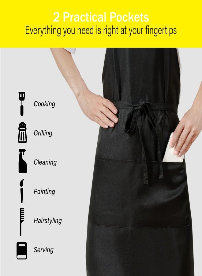 RRBXIA Black Extra Large Apron for Men Adjustable Bib Aprons with 2 Pockets Women Chef Cooking Kitchen Water & Oil Resistant, Black, 1 Pack - Image 5