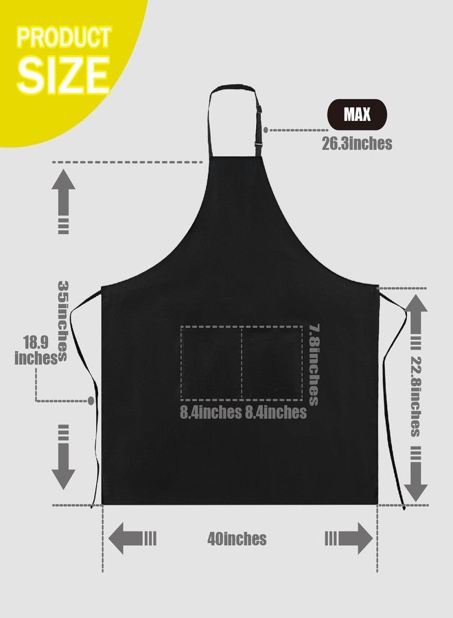 RRBXIA Black Extra Large Apron for Men Adjustable Bib Aprons with 2 Pockets Women Chef Cooking Kitchen Water & Oil Resistant, Black, 1 Pack - Image 2