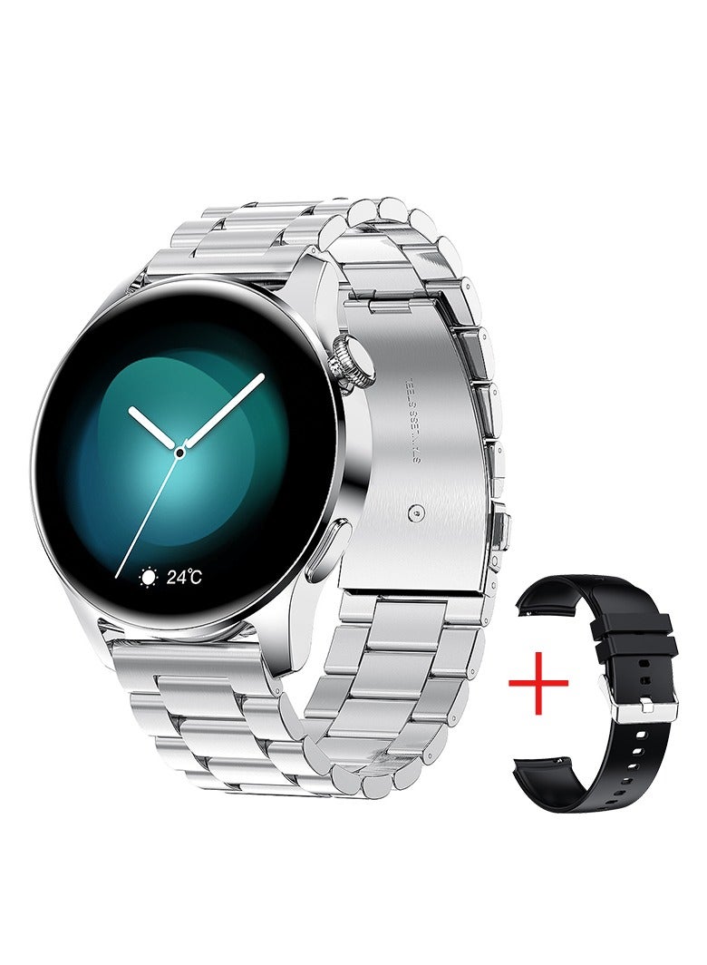 LIGE Men's Fashion Simplicity Style Full Touch Screen Round IP67 Waterproof Multifunctional Sports Smart Watch Bluetooth Call Support Android IOS Silver Stainless Steel band  - Image 1