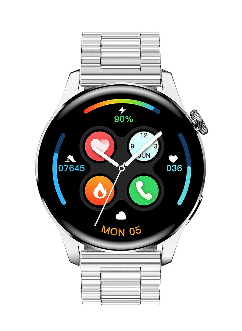 LIGE Men's Fashion Simplicity Style Full Touch Screen Round IP67 Waterproof Multifunctional Sports Smart Watch Bluetooth Call Support Android IOS Silver Stainless Steel band  - Image 2