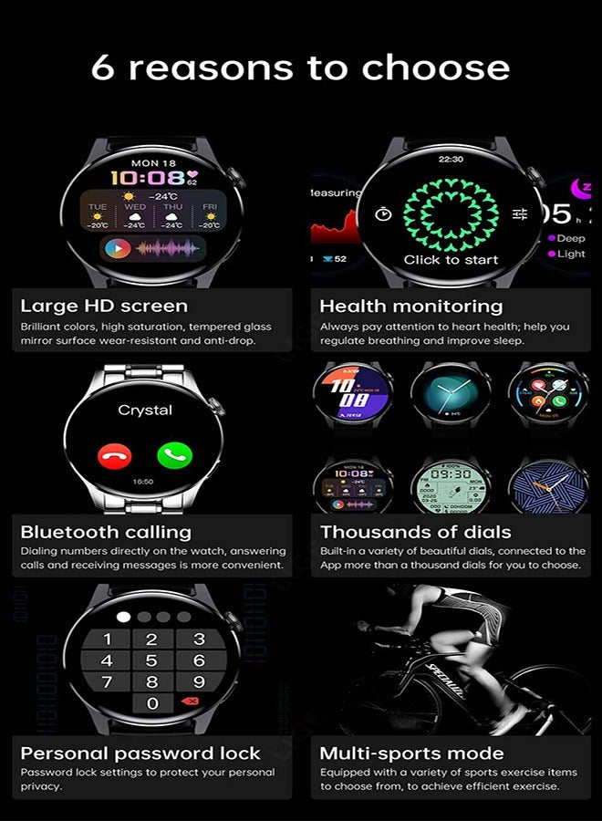 LIGE Men's Fashion Simplicity Style Full Touch Screen Round IP67 Waterproof Multifunctional Sports Smart Watch Bluetooth Call Support Android IOS Silver Stainless Steel band  - Image 5