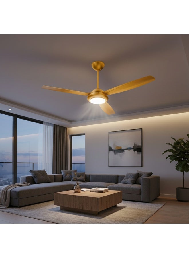 Prifix POWER Ceiling Fan 56-Inch | 2-in-1 Fan & LED Lighting with 3 Speeds & 3 Light Modes – CFP56 Golden Modern, Stylish & Energy-Saving Design - Image 3