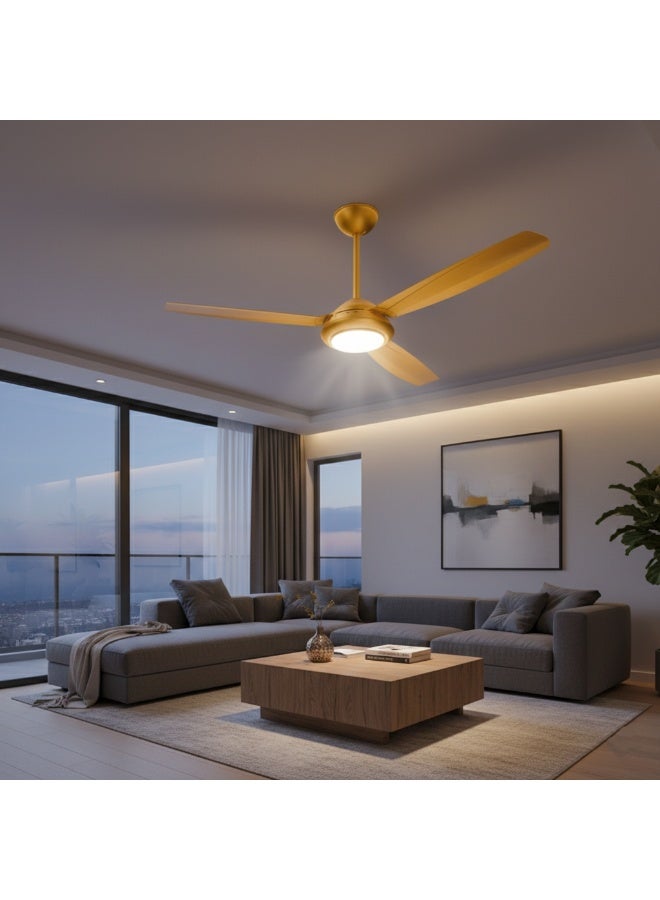Prifix POWER Ceiling Fan 56-Inch | 2-in-1 Fan & LED Lighting with 3 Speeds & 3 Light Modes – CFP56 Golden Modern, Stylish & Energy-Saving Design - Image 4