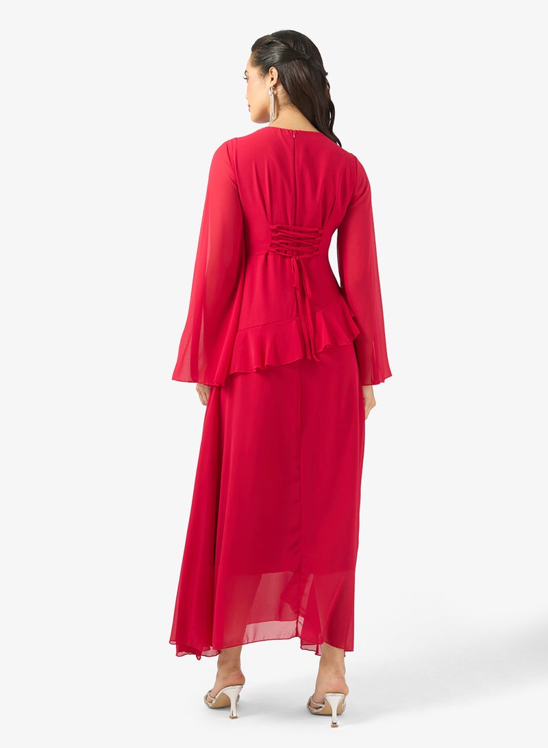 Khizana A-line Dress With Drop Waist Ruffle - Image 2