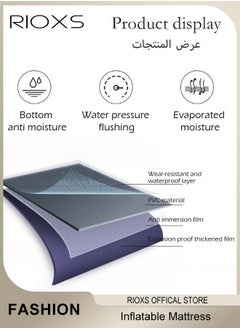 RIOXS Inflatable Mattress with Pump Portable Outdoor Air Mattress Foldable Single Thickened Flocking Mattress for Outdoor and Home  - Image 2