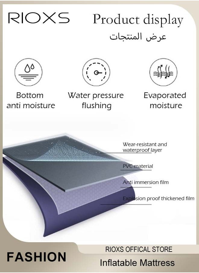 RIOXS Inflatable Mattress with Pump Portable Outdoor Air Mattress Foldable Single Thickened Flocking Mattress for Outdoor and Home  - Image 2
