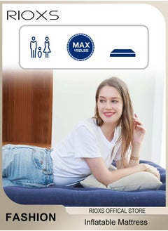 RIOXS Inflatable Mattress with Pump Portable Outdoor Air Mattress Foldable Single Thickened Flocking Mattress for Outdoor and Home  - Image 4