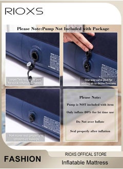 RIOXS Inflatable Mattress with Pump Portable Outdoor Air Mattress Foldable Single Thickened Flocking Mattress for Outdoor and Home  - Image 5
