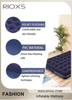 RIOXS Inflatable Mattress with Pump Portable Outdoor Air Mattress Foldable Single Thickened Flocking Mattress for Outdoor and Home  - Image 3