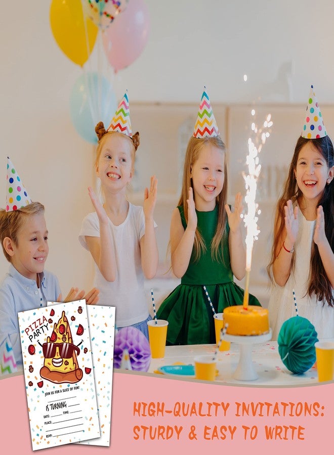 TIRYWT Pizza Party Birthday Invitations, Fill-In Style Birthday Party Invitations with Envelopes For Boys Girls(20-Pack), Birthday Party Decorations And Supplies -yqk-a22 - Image 5