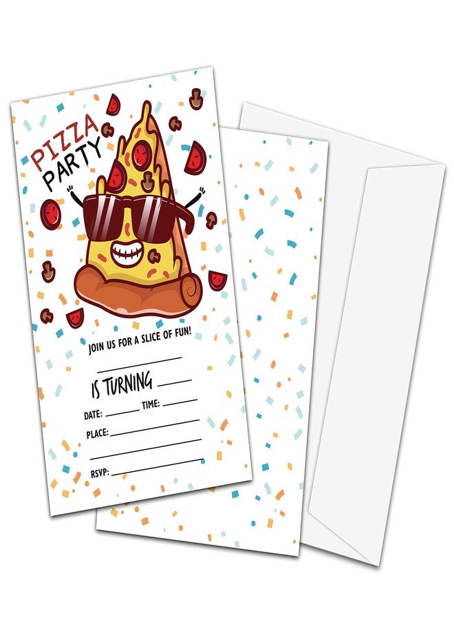 TIRYWT Pizza Party Birthday Invitations, Fill-In Style Birthday Party Invitations with Envelopes For Boys Girls(20-Pack), Birthday Party Decorations And Supplies -yqk-a22 - Image 1