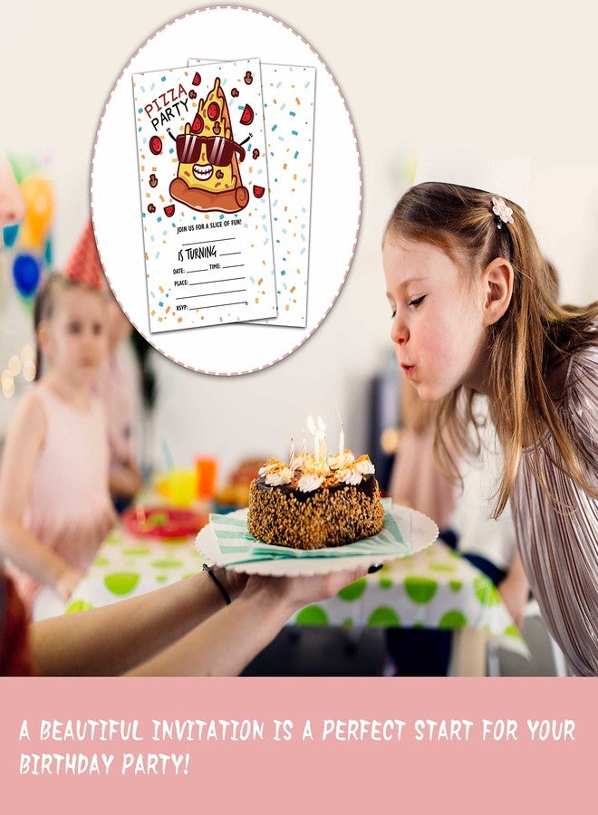 TIRYWT Pizza Party Birthday Invitations, Fill-In Style Birthday Party Invitations with Envelopes For Boys Girls(20-Pack), Birthday Party Decorations And Supplies -yqk-a22 - Image 4