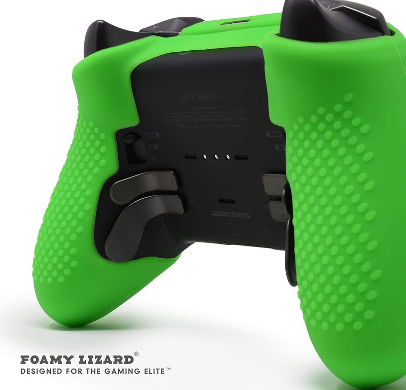 Foamy Lizard Elite Series 2 Studded Grip Skin for Xbox One Controller - Sweat Free Silicone, Flat Top Anti-Slip Studs + 8 QSX-Elite Thumb Grips (Green) - Image 3