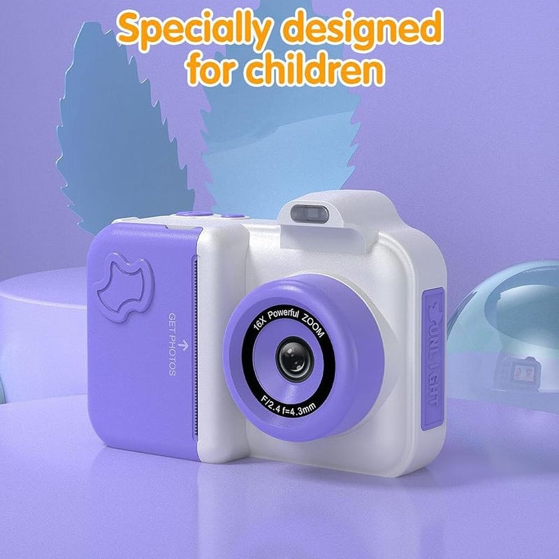 Lightpurple White Print Camera With Flash 32GB Memory Card 2.4 Inch Screen Thermal Printing Technology - Image 3