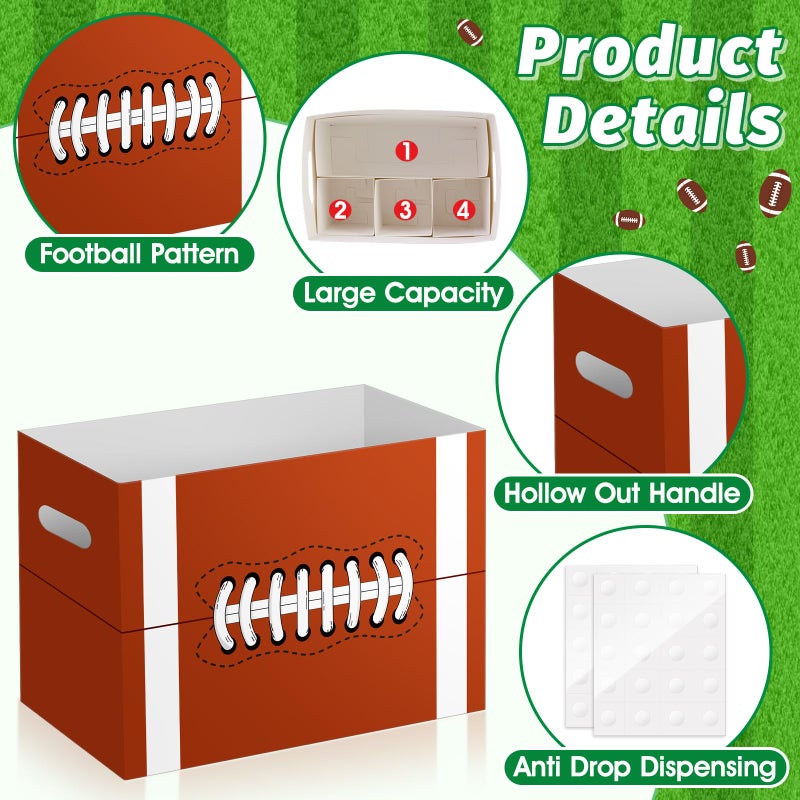 AKAIXI 2PCS Football Utensil Holder Paper Utensil Caddy for Football Party Supplies Cutlery Holder with Handles Green Brown Party Favors Snack Box Disposable Cutlery Caddy for Sports Birthday Decorations - Image 4