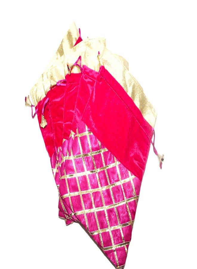 SHOPOBUDDY Velvet Potli Batwa Bag Bridal Purse Women handbag Shagun Pouch Return Gifts (PINK COLOR) (12) - Image 2