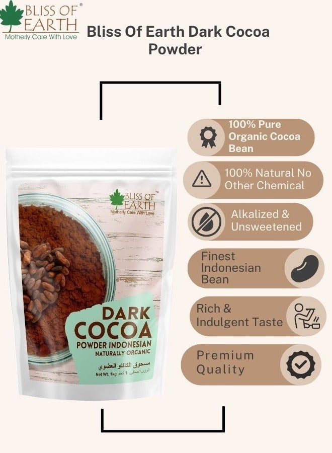 BLISS OF EARTH Naturally Organic Dark Cocoa Powder for Baking Chocolate Cake Cookies Chocolate Shake Unsweetened Cocoa 200GM - Image 4
