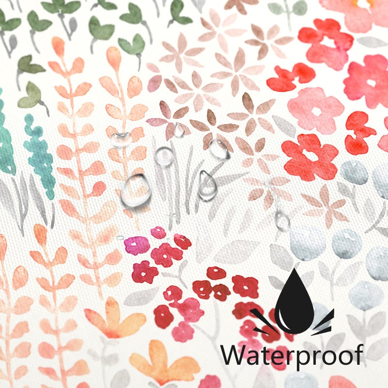 MAYZUS Colorful Floral Shower Curtain  Retro Red Teal Flower Fabric Shower Curtain  Cute Funky Watercolor Wildflower Shower Curtain Set  Cottagecore Bohemian Bathroom Decor  72x72 - Image 3