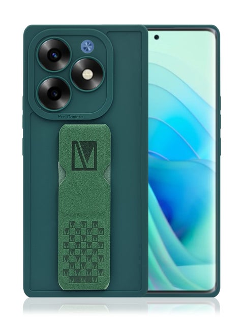For itel S23 Plus Full Body Soft Silicone Protective Phone Case Cover with Magnetic Hand Grip-Green