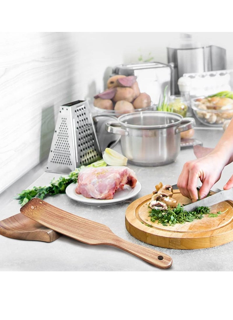 SYOSI Wooden Spoon Rest For Kitchen Counter, Natural Acacia Wood Spoon Holder For Stove Top or Counter Top, Perfect for Placing Kitchen Utensils, Ladle, Spatula, Tongs, Fork & More, 4.7×4.5 Inch  - Image 4