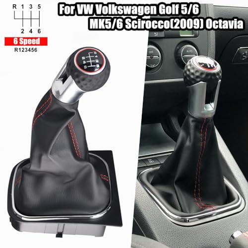 Malcayang 6 Speed Car Gear Shift Knob for Golf 5 6 MK5 MK6 GTI GTD R32 R20 2004-2013,Gear Lever Shift Knob with Boot Cover (6 Speed) - Image 3
