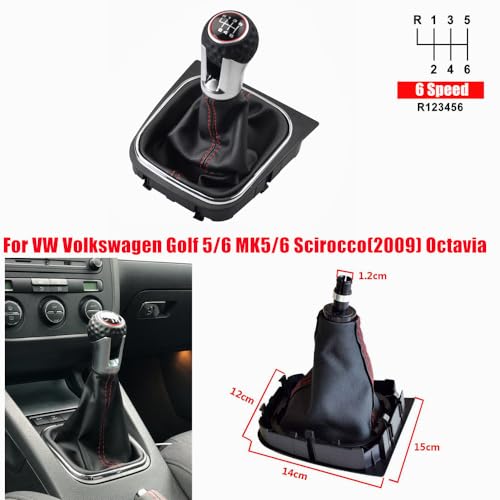 Malcayang 6 Speed Car Gear Shift Knob for Golf 5 6 MK5 MK6 GTI GTD R32 R20 2004-2013,Gear Lever Shift Knob with Boot Cover (6 Speed) - Image 2