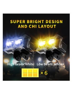 Excefore LED Motorcycle Auxiliary Lights, 2 Pcs Universal Mini LED Headlights Fog Lights, Dual Color Motorcycle Driving Lights, for ATV UTV SUV E-Bike Truck Boat Tractor  - Image 4