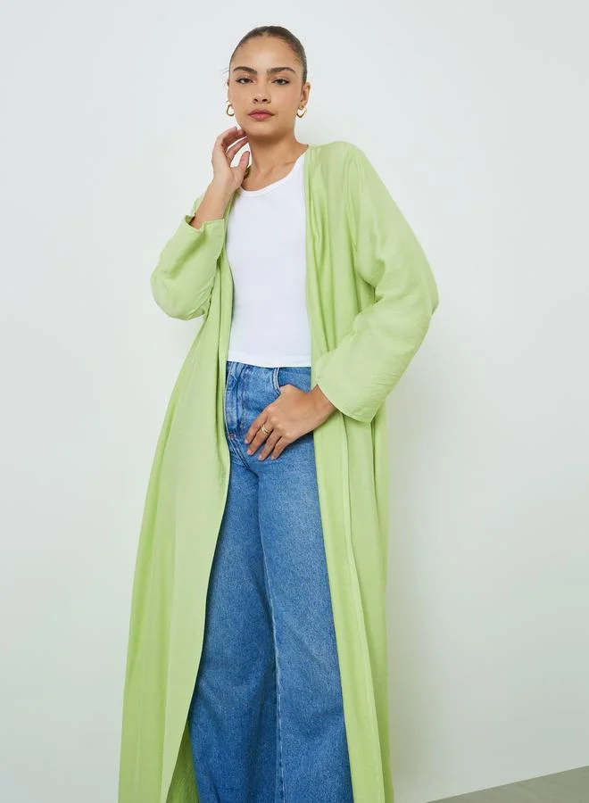 Amirah Green Solid Front Open Abaya