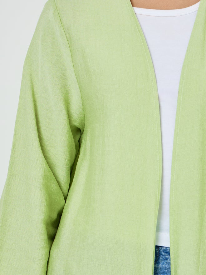 Styli Green Solid Front Open Abaya - Image 3