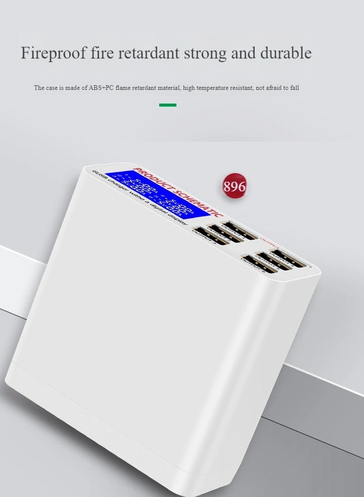 8A QC3.0 USB Charger with LCD Display 6 Ports Desktop Mobile Phone Charger Smart Fast Charging for Smart Phones Tablet PC896 QC3.0 - Image 2